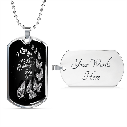 Daddy's Girl Dog Tag Necklace Silver Yes - Loyalty Vibes