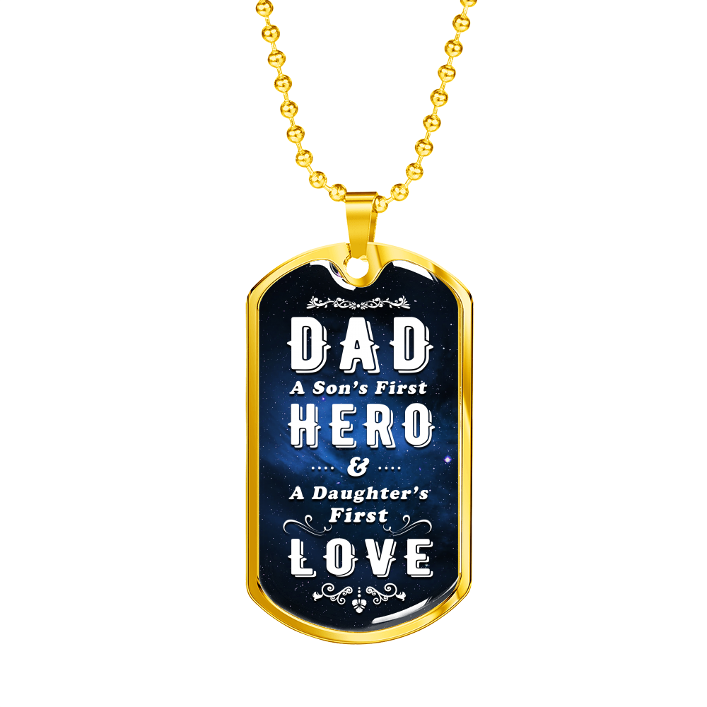 A Dad's First Dog Tag Necklace Military Chain (Gold) No - Loyalty Vibes