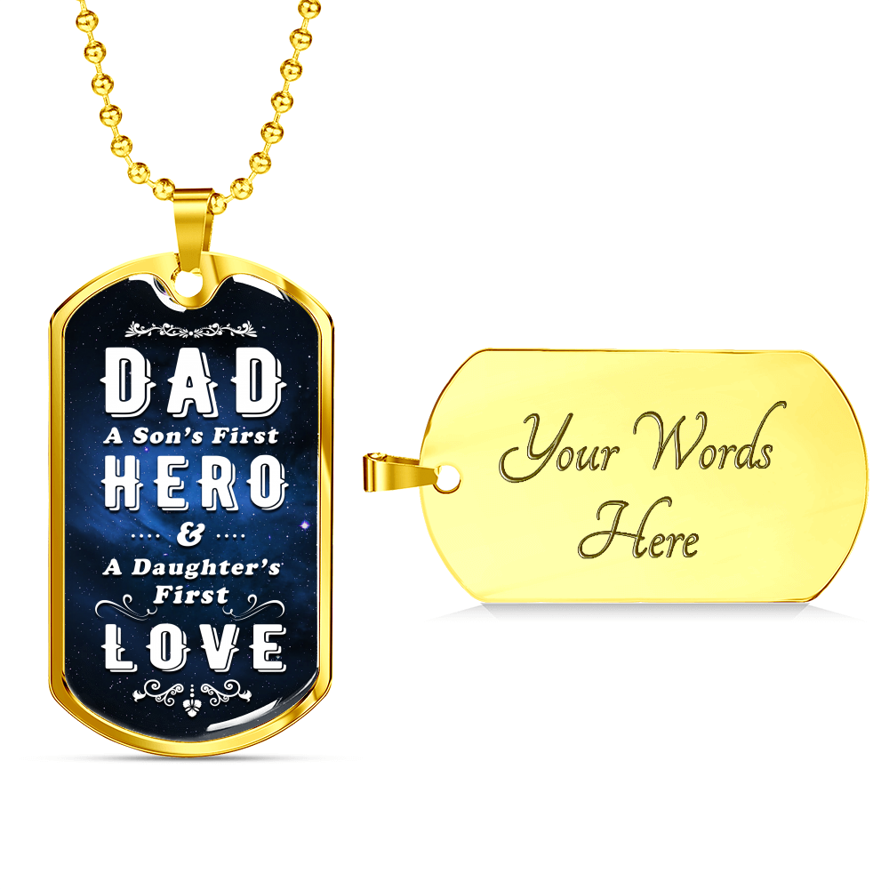 A Dad's First Dog Tag Necklace Military Chain (Gold) Yes - Loyalty Vibes