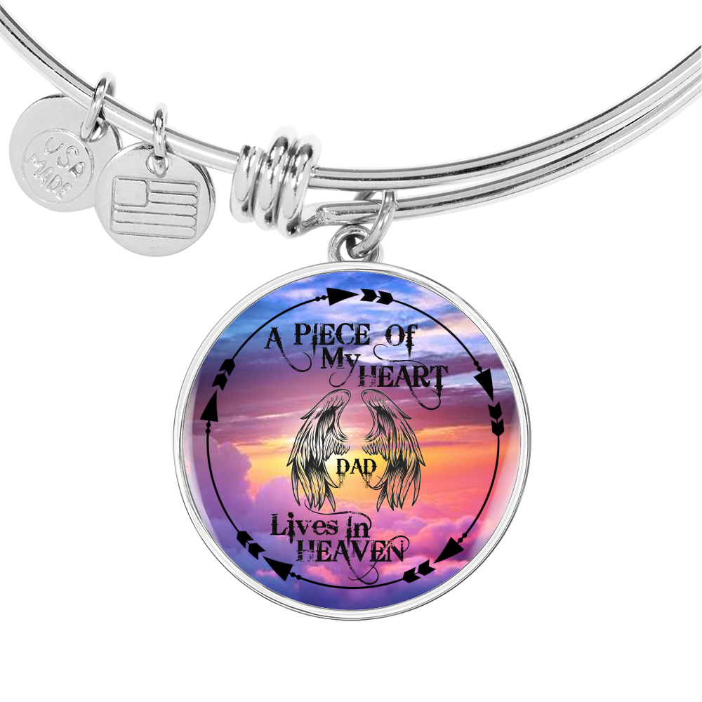 Dad In Heaven Bracelet Luxury Bangle (Silver) No - Loyalty Vibes