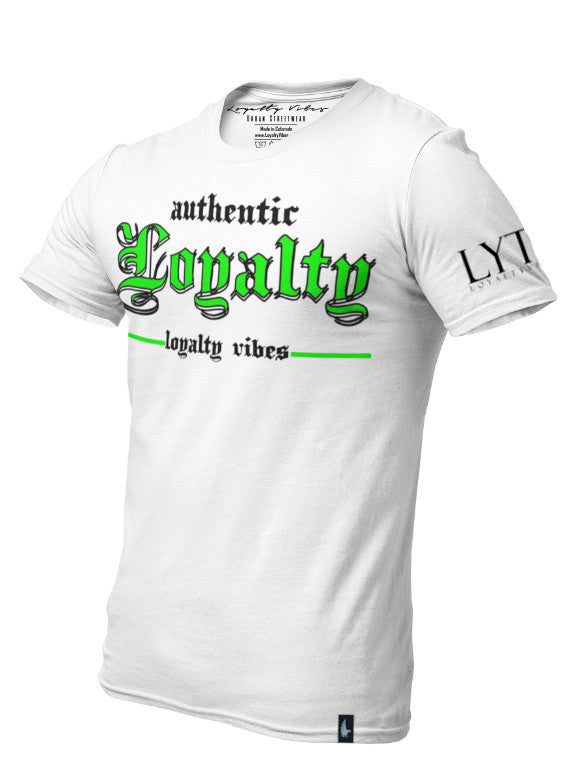 Authentic Loyalty T-Shirt White Green Men's - Loyalty Vibes