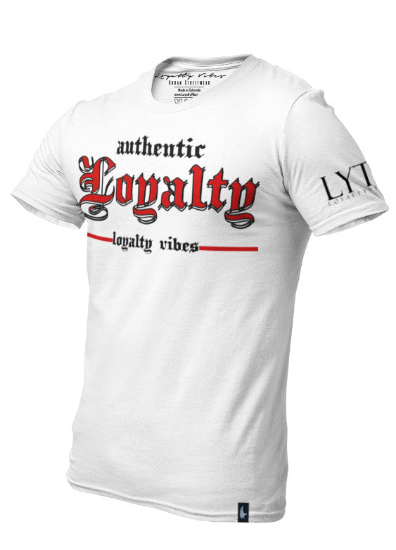 Authentic Loyalty T-Shirt White Red Men's - Loyalty Vibes