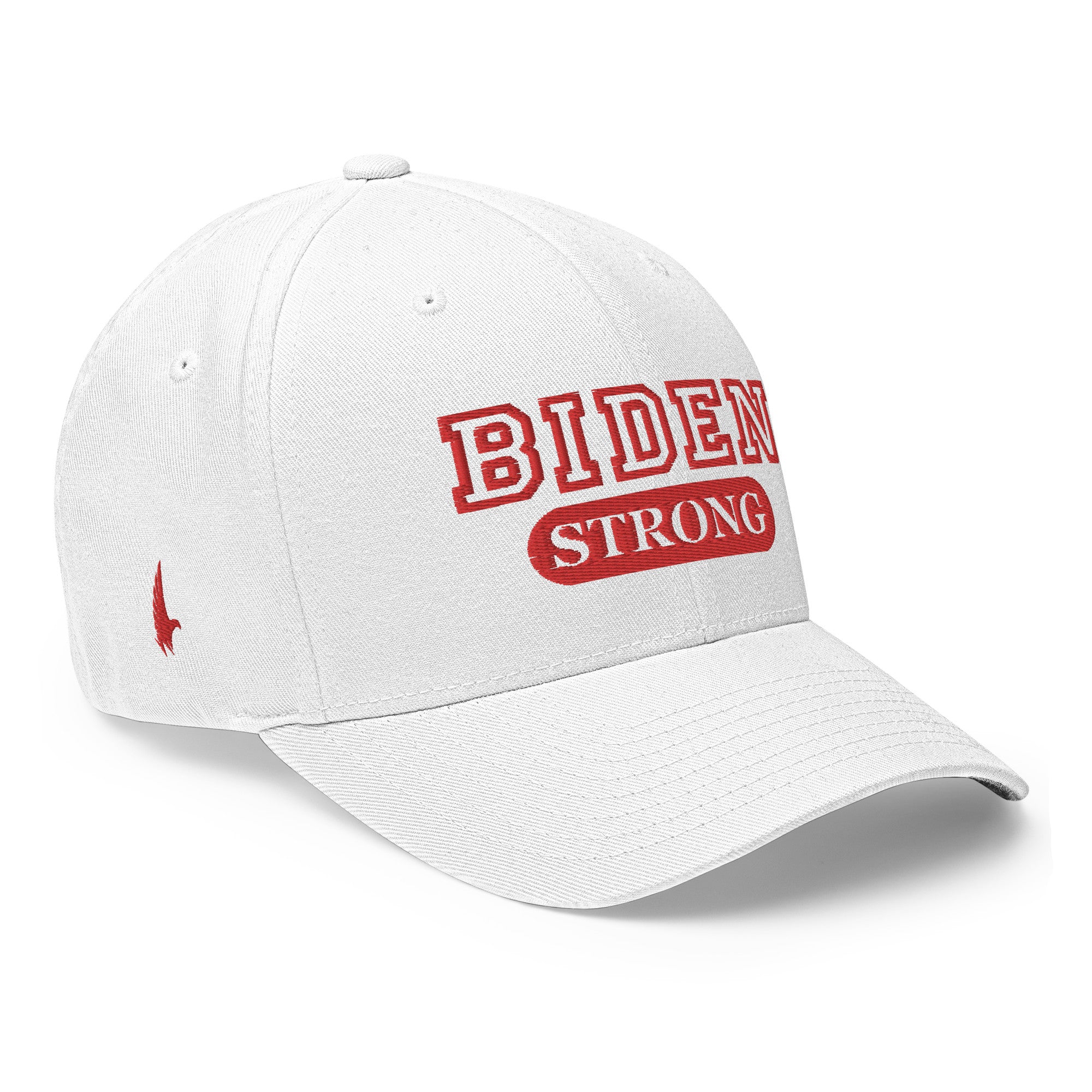 Biden Strong Fitted Hat White Red Fitted - Loyalty Vibes