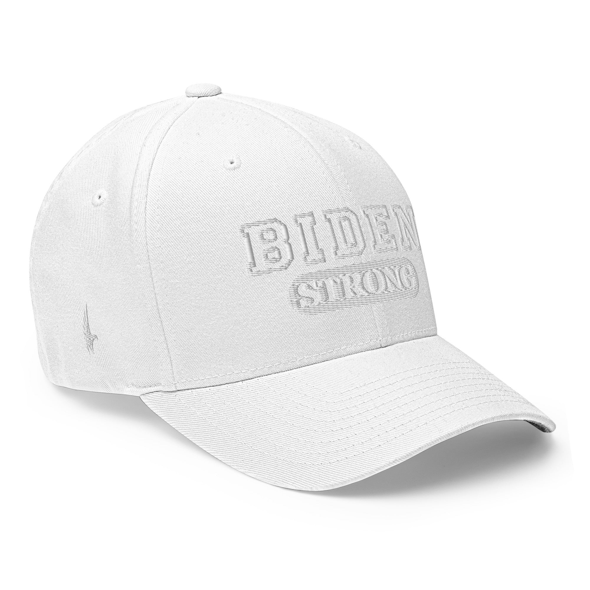 Biden Strong Fitted Hat White White Fitted - Loyalty Vibes