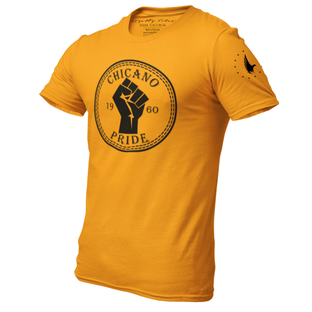 Chicano Pride Tee Gold Men's - Loyalty Vibes