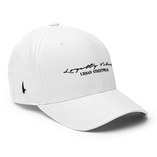 Classic Logo Fitted Hat White - Loyalty Vibes