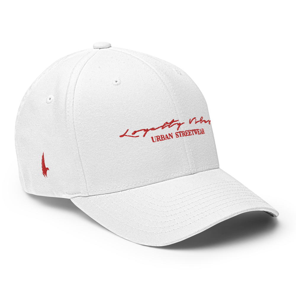 Classic Logo Fitted Hat White Red - Loyalty Vibes