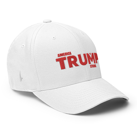 America Strong Trump Flexfit Hat White Red - Loyalty Vibes