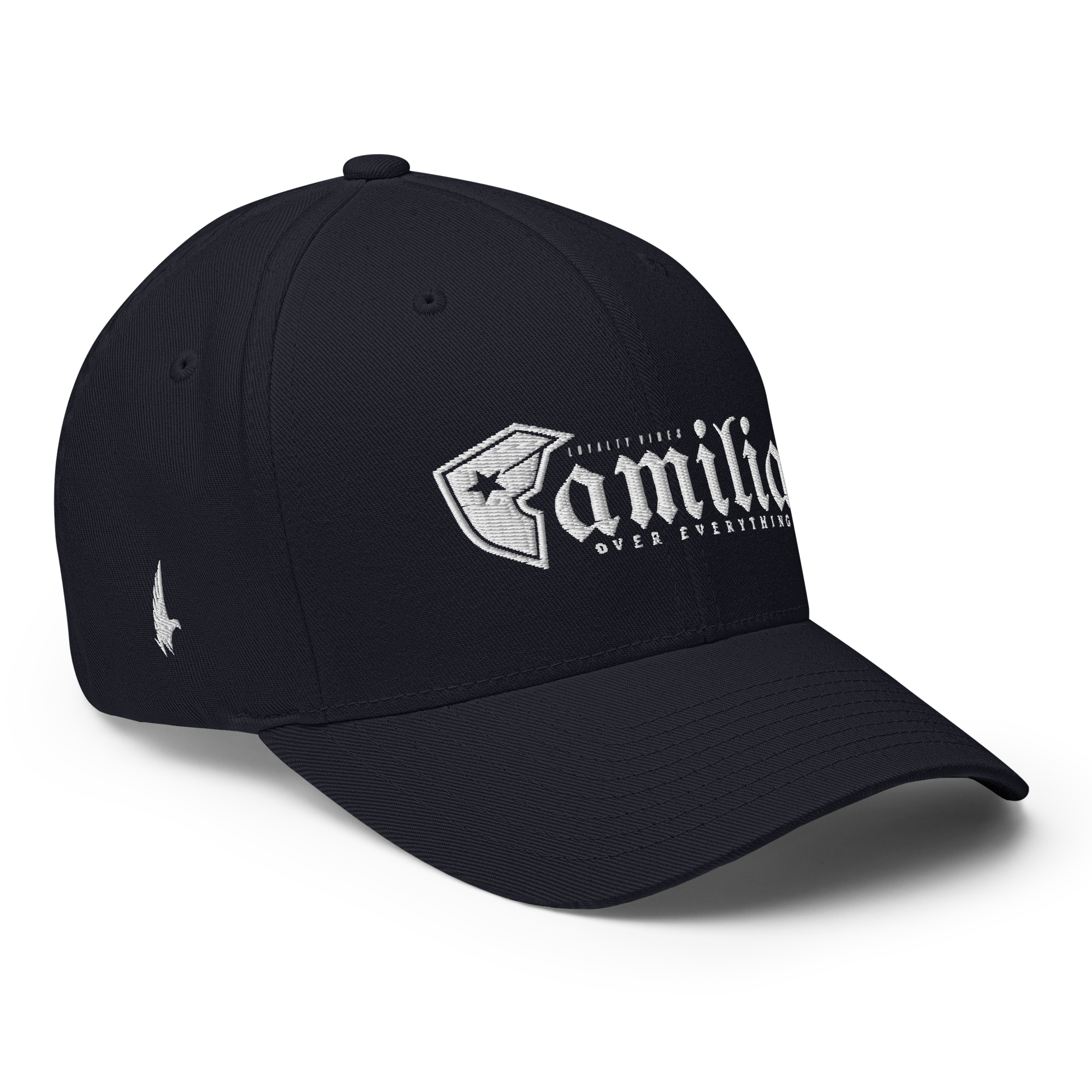 Familia Over Everything Fitted Hat Navy Blue Fitted - Loyalty Vibes