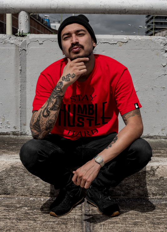 Hustle Hard Tee Red Men's - Loyalty Vibes