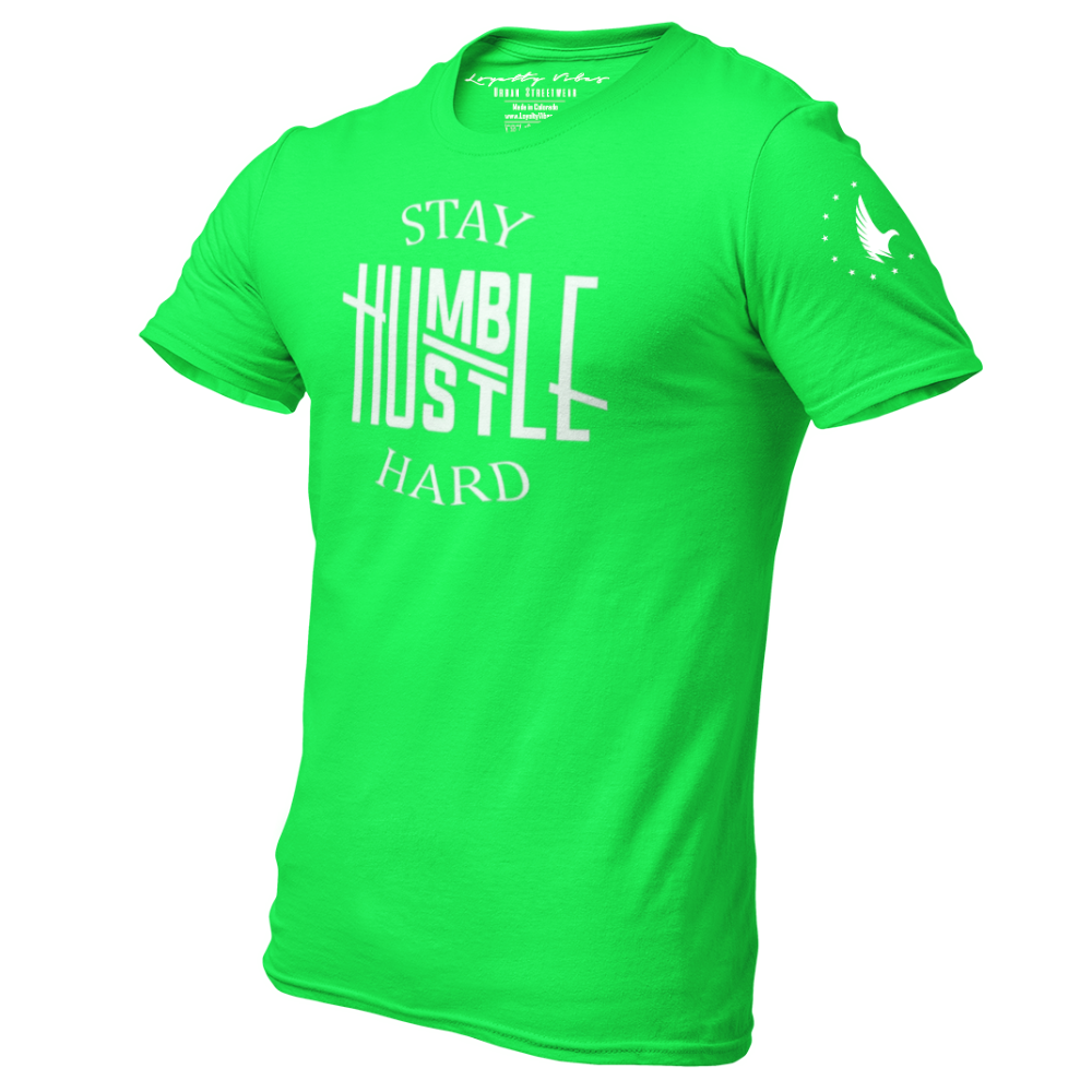 Hustle Hard Tee Green White - Loyalty Vibes