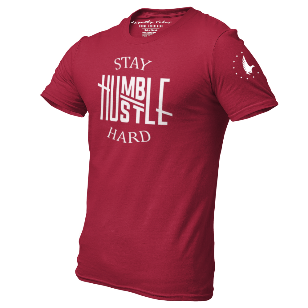 Hustle Hard Tee Maroon White - Loyalty Vibes