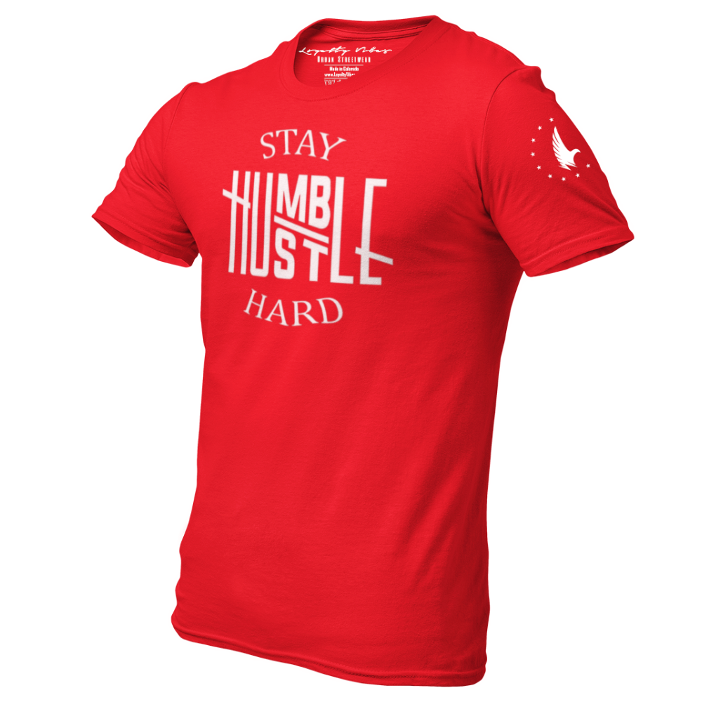 Hustle Hard Tee Red White - Loyalty Vibes