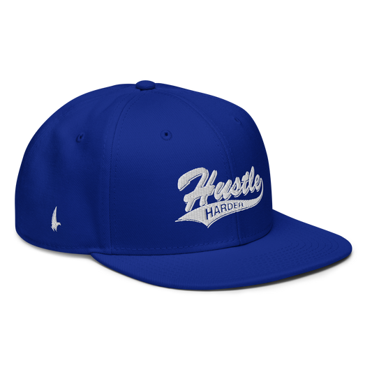 Hustle Harder Snapback Hat Blue White OS - Loyalty Vibes