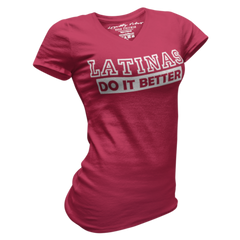 Loyalty Vibes Latinas Do It Better V-Neck Tee Maroon Women's - Loyalty Vibes
