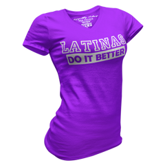 Loyalty Vibes Latinas Do It Better V-Neck Tee Purple Women's - Loyalty Vibes