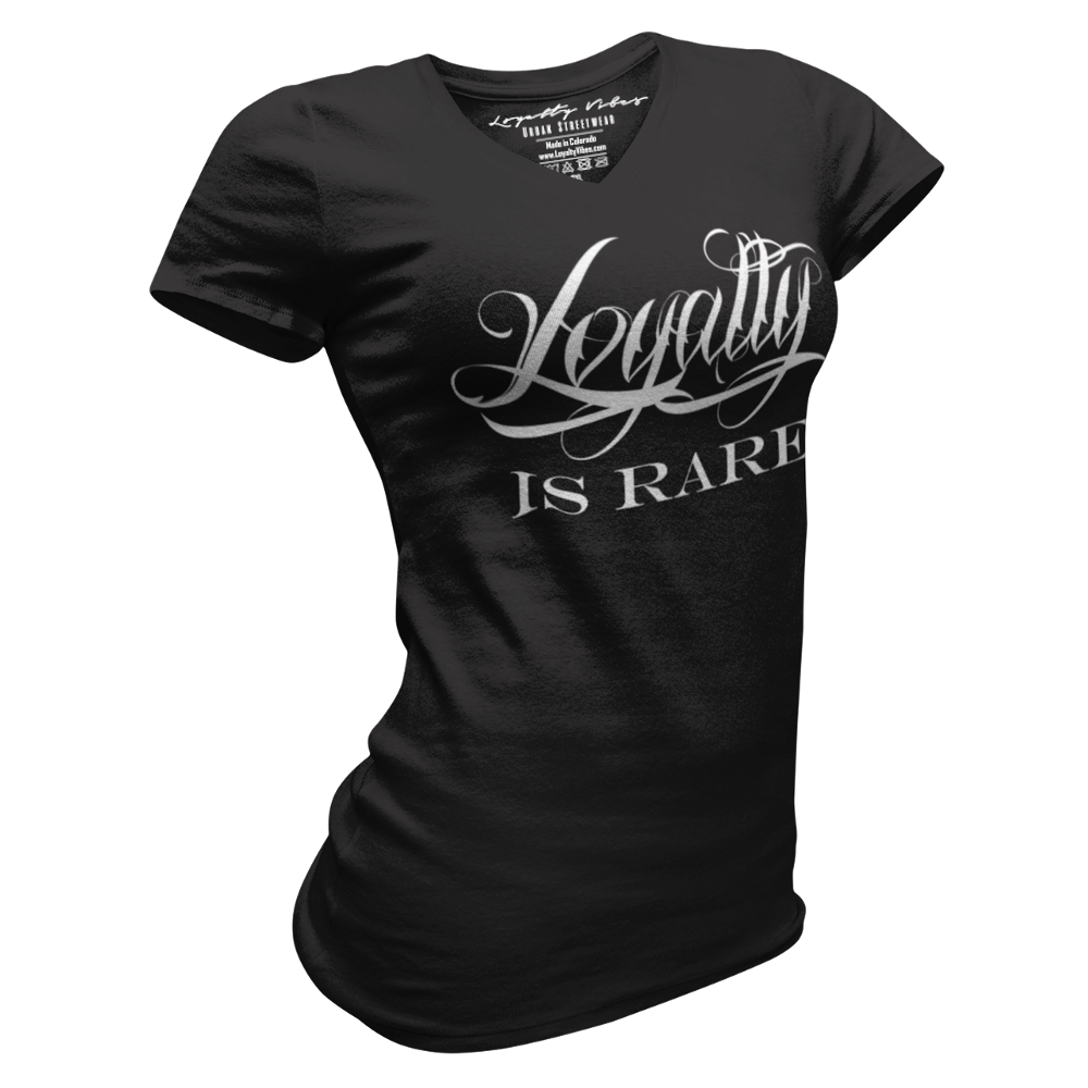 Loyalty Is Rare V-Neck Tee Black - Loyalty Vibes