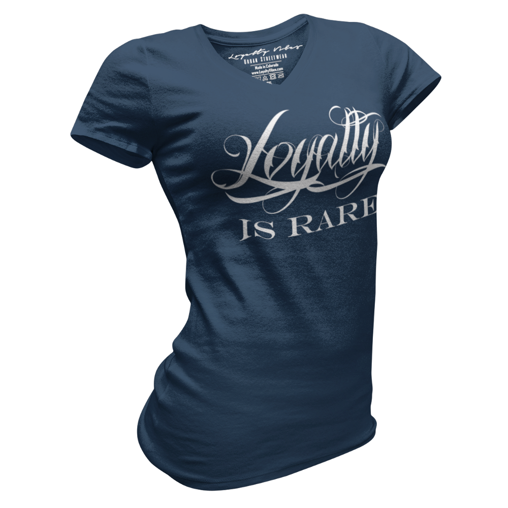 Loyalty Is Rare V-Neck Tee Navy - Loyalty Vibes