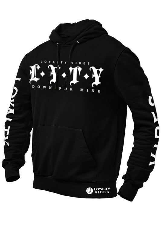 Loyalty Vibes Down For Mine Hoodie Black White - Loyalty Vibes