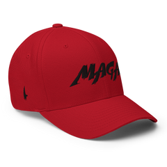 Loyalty Vibes Macho MAGA Fitted Hat Red Black - Loyalty Vibes