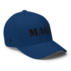 Loyalty Vibes Mega MAGA Fitted Hat Blue Black - Loyalty Vibes