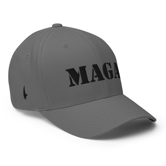 Loyalty Vibes Mega MAGA Fitted Hat Grey Black - Loyalty Vibes