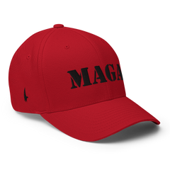 Loyalty Vibes Mega MAGA Fitted Hat Red Black - Loyalty Vibes