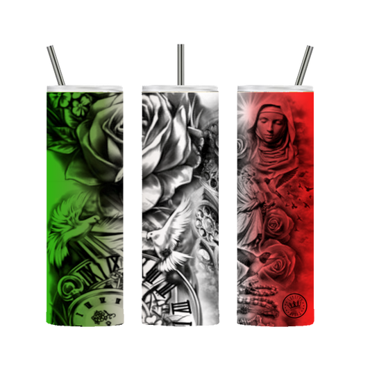 Mexican Prayers Tumbler 20 oz. Mexican Flag Stainless Steel - Loyalty Vibes