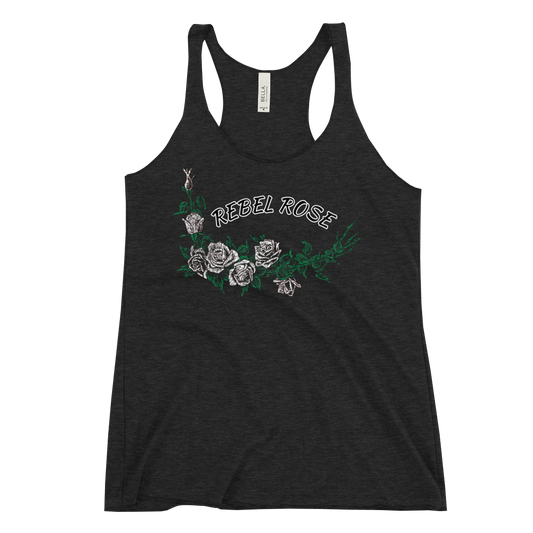 Women's Rebel Rose Tank Top Heather Black - Loyalty Vibes