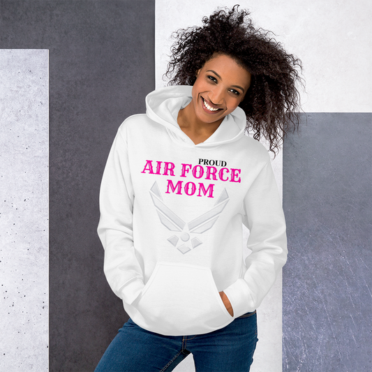 Proud Air Force Mom Hoodie White - Loyalty Vibes