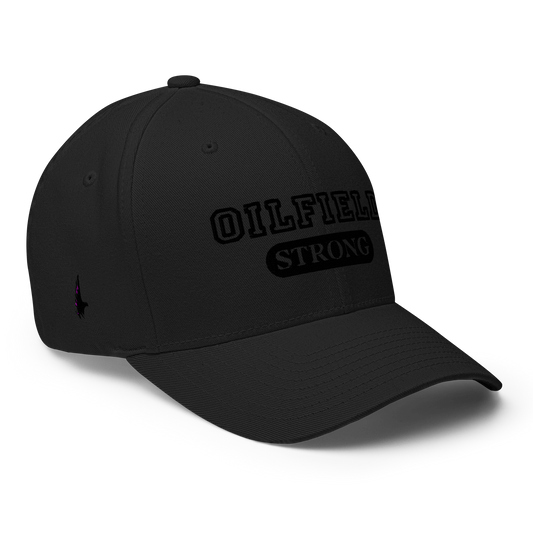 Loyalty Vibes Oilfield Strong Fitted Hat Black Black - Loyalty Vibes