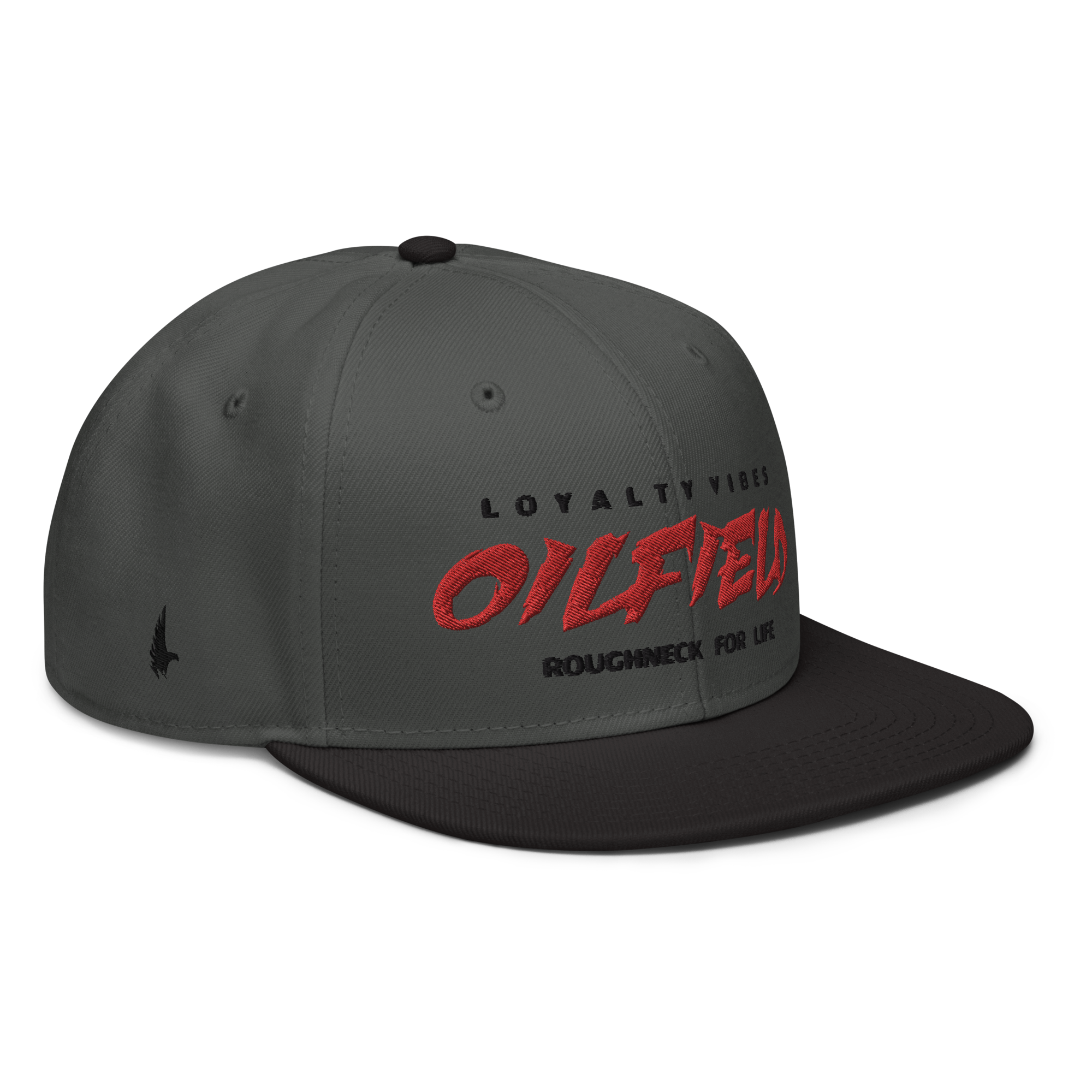 Loyalty Vibes Oilfield Snapback Hat Charcoal Grey Black Red Black OS - Loyalty Vibes