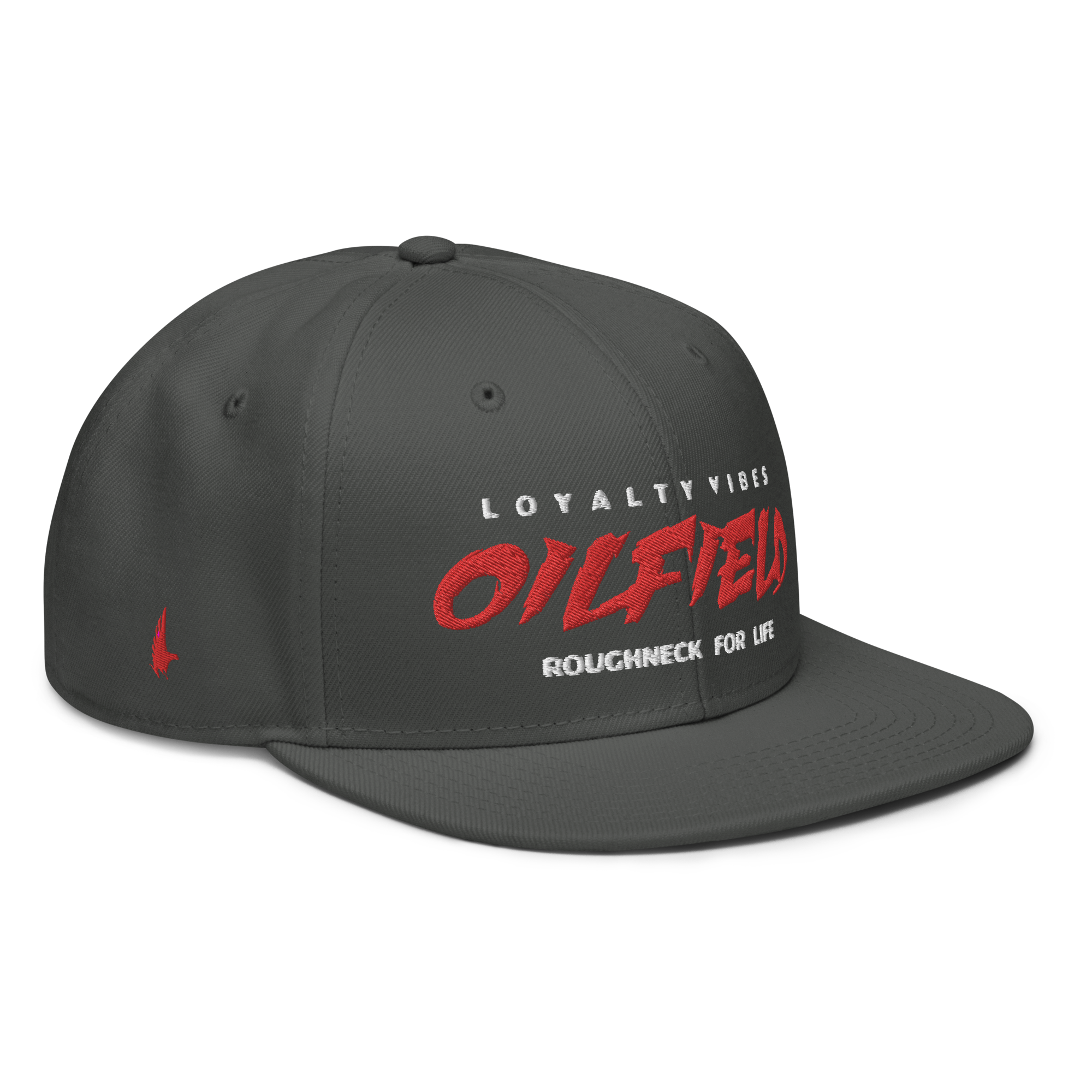 Loyalty Vibes Oilfield Snapback Hat Charcoal Grey White Red OS - Loyalty Vibes