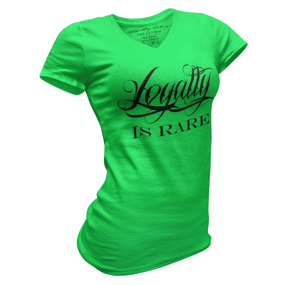 Loyalty Is Rare V-Neck Tee Green - Loyalty Vibes