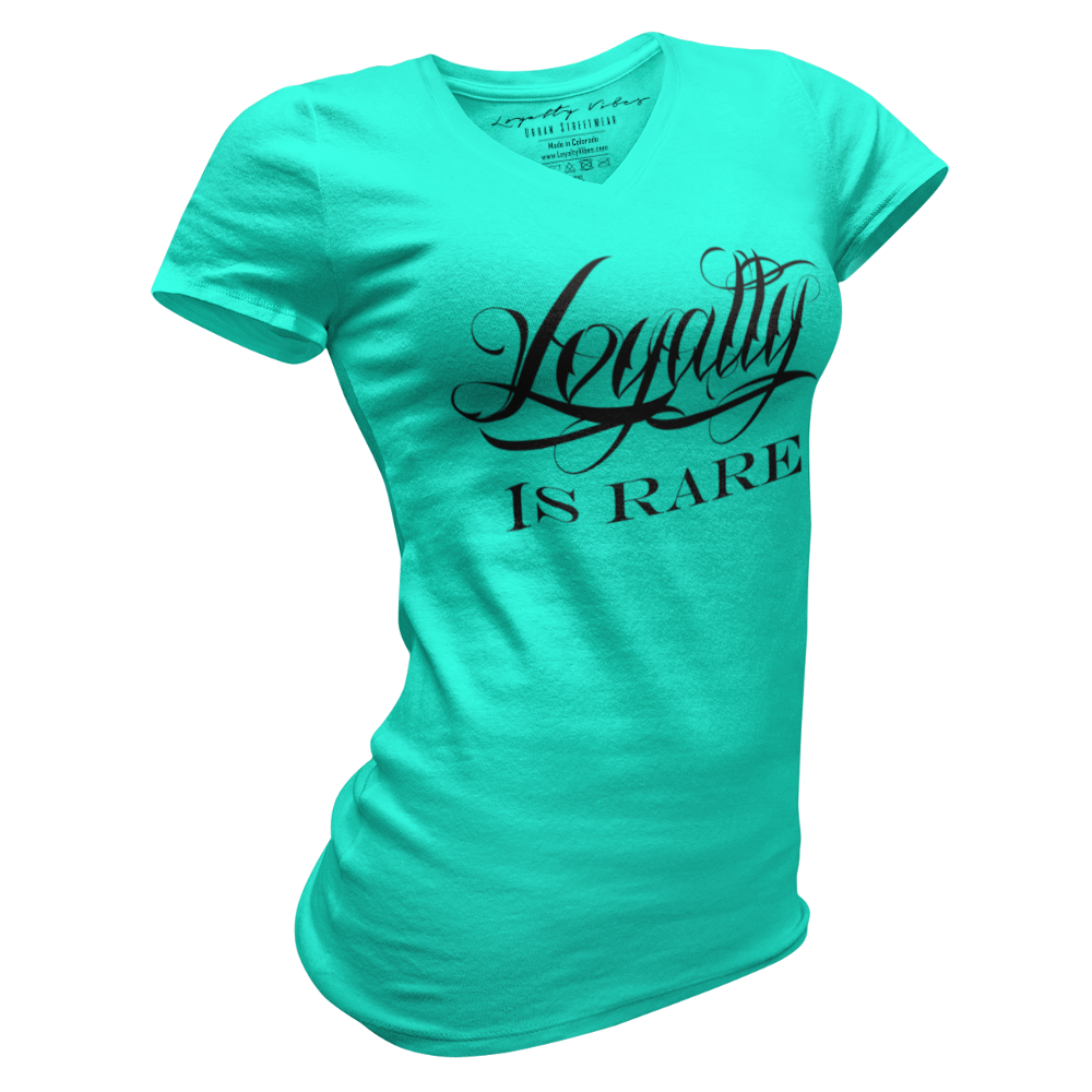 Loyalty Is Rare V-Neck Tee Teal - Loyalty Vibes