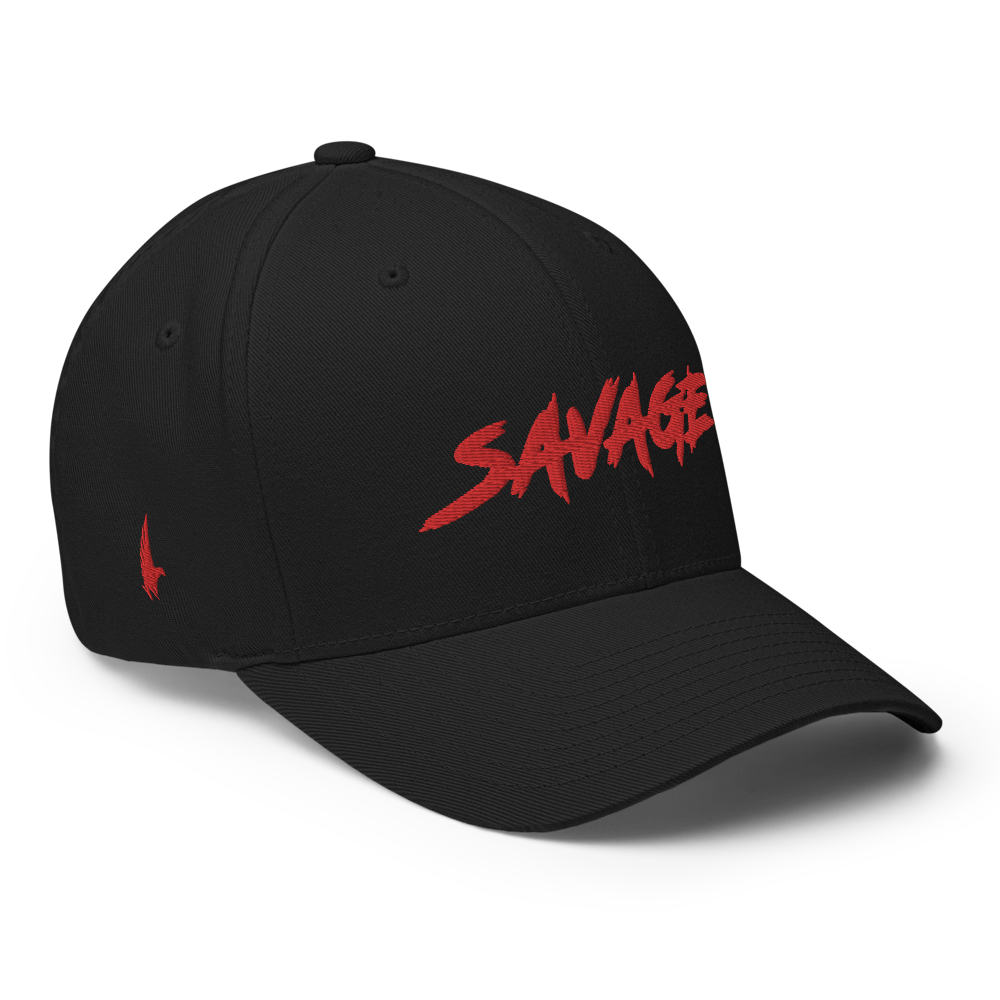 Savage Fitted Hat Black Red - Loyalty Vibes