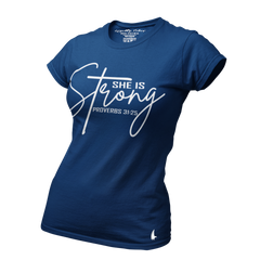 She Is Strong Tee Navy Blue - Loyalty Vibes