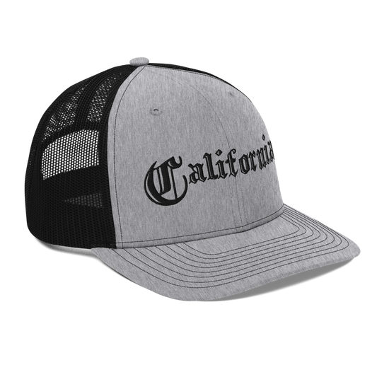 California Trucker Hat Heather Grey Black - Loyalty Vibes