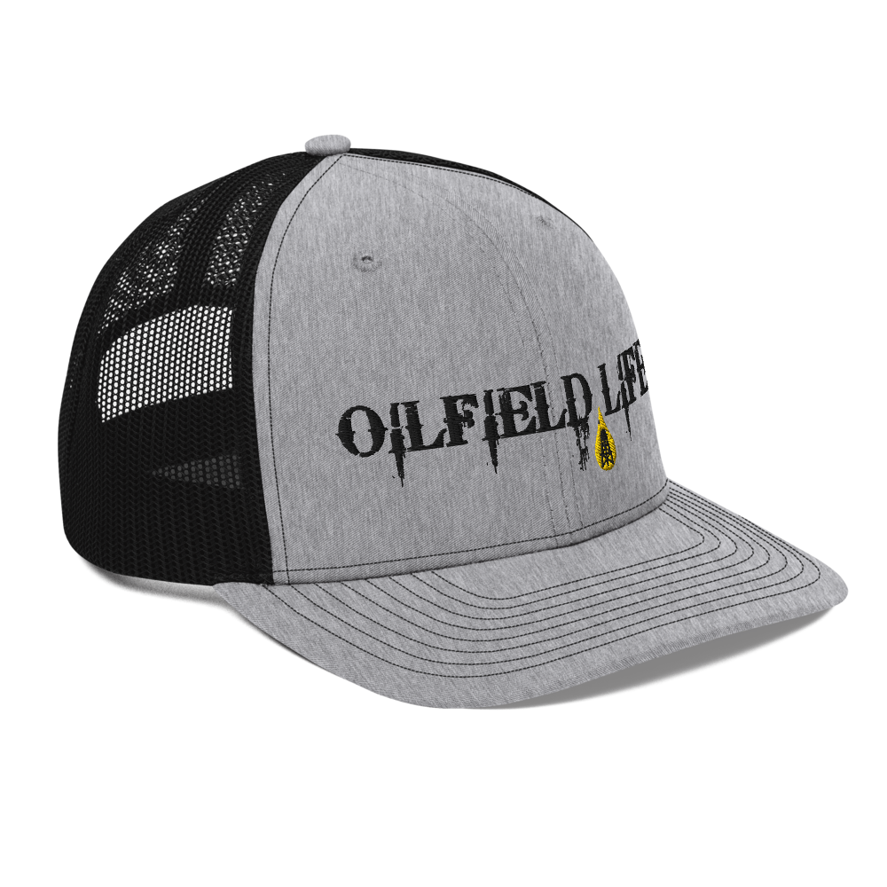 Oilfield Life Trucker Hat Heather Grey Black - Loyalty Vibes