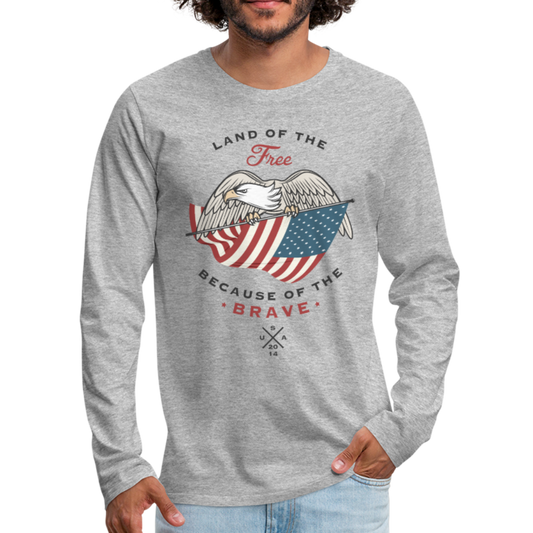 Land Of The Free Long Sleeve Shirt heather gray - Loyalty Vibes