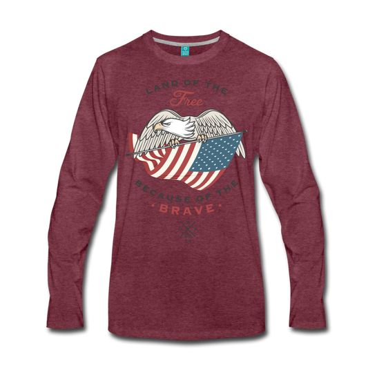 Land Of The Free Long Sleeve Shirt heather burgundy - Loyalty Vibes