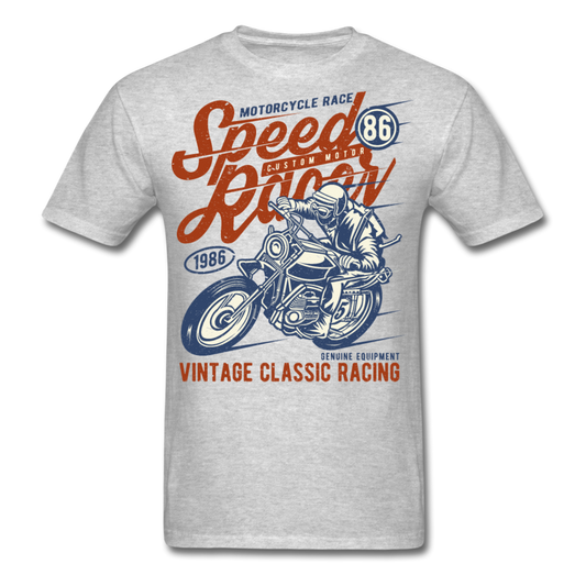 Throwback Motorcycle Racing T-Shirt heather gray - Loyalty Vibes