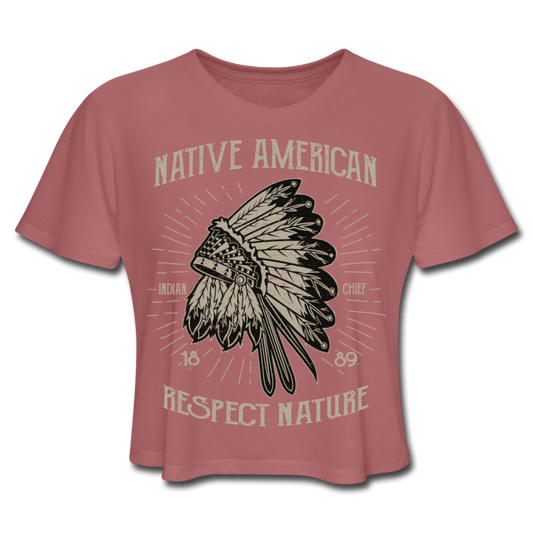 Native American Cropped Tee mauve - Loyalty Vibes