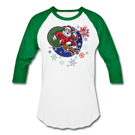 Skater Santa Christmas Shirt white kelly green - Loyalty Vibes