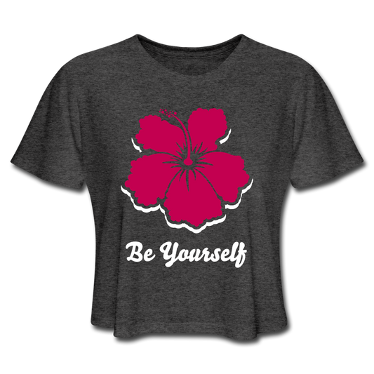 Be Yourself Cropped Tee Heather Black - Loyalty Vibes