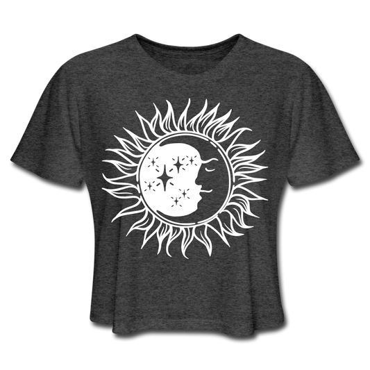 Eliza Sun And Moon Crop Top Heather Black - Loyalty Vibes