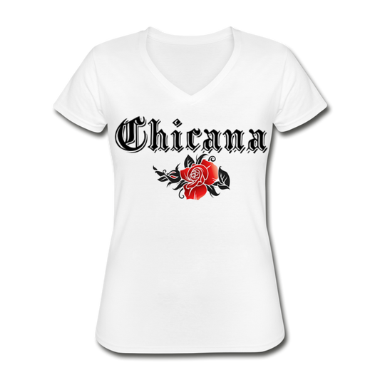 Women's Chicana V-Neck Tee white - Loyalty Vibes