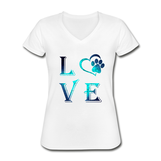 Paws Of My Heart V-Neck Tee white - Loyalty Vibes