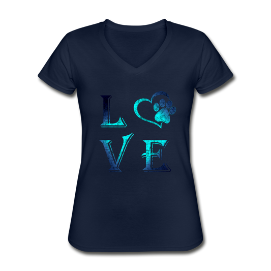 Paws Of My Heart V-Neck Tee navy - Loyalty Vibes