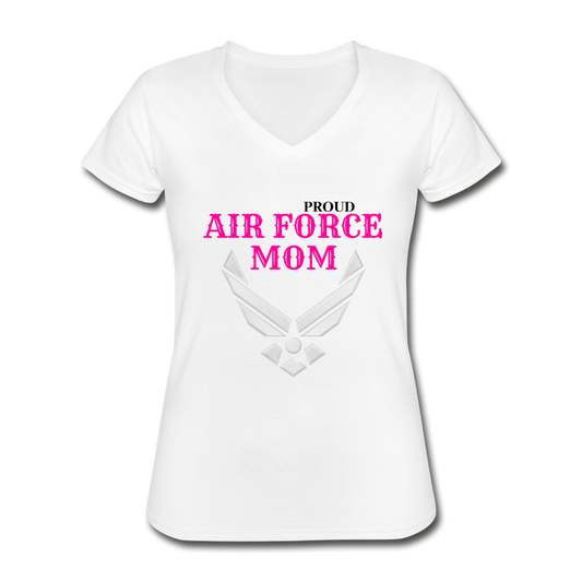 Air Force Mom V-Neck Tee White - Loyalty Vibes